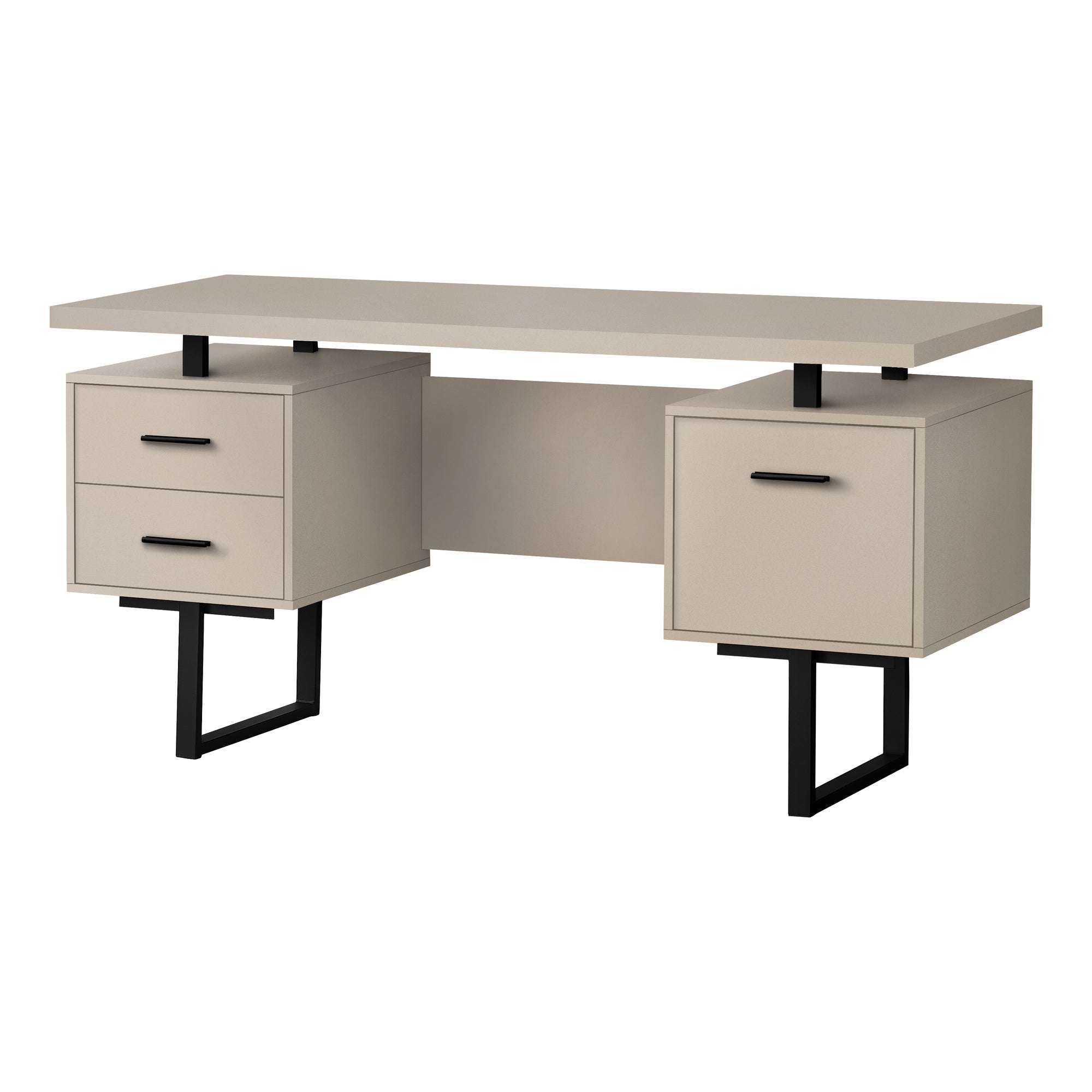 BUREAU D'ORDINATEUR - 60"L / ESPRESSO / MÉTAL ARGENTÉ