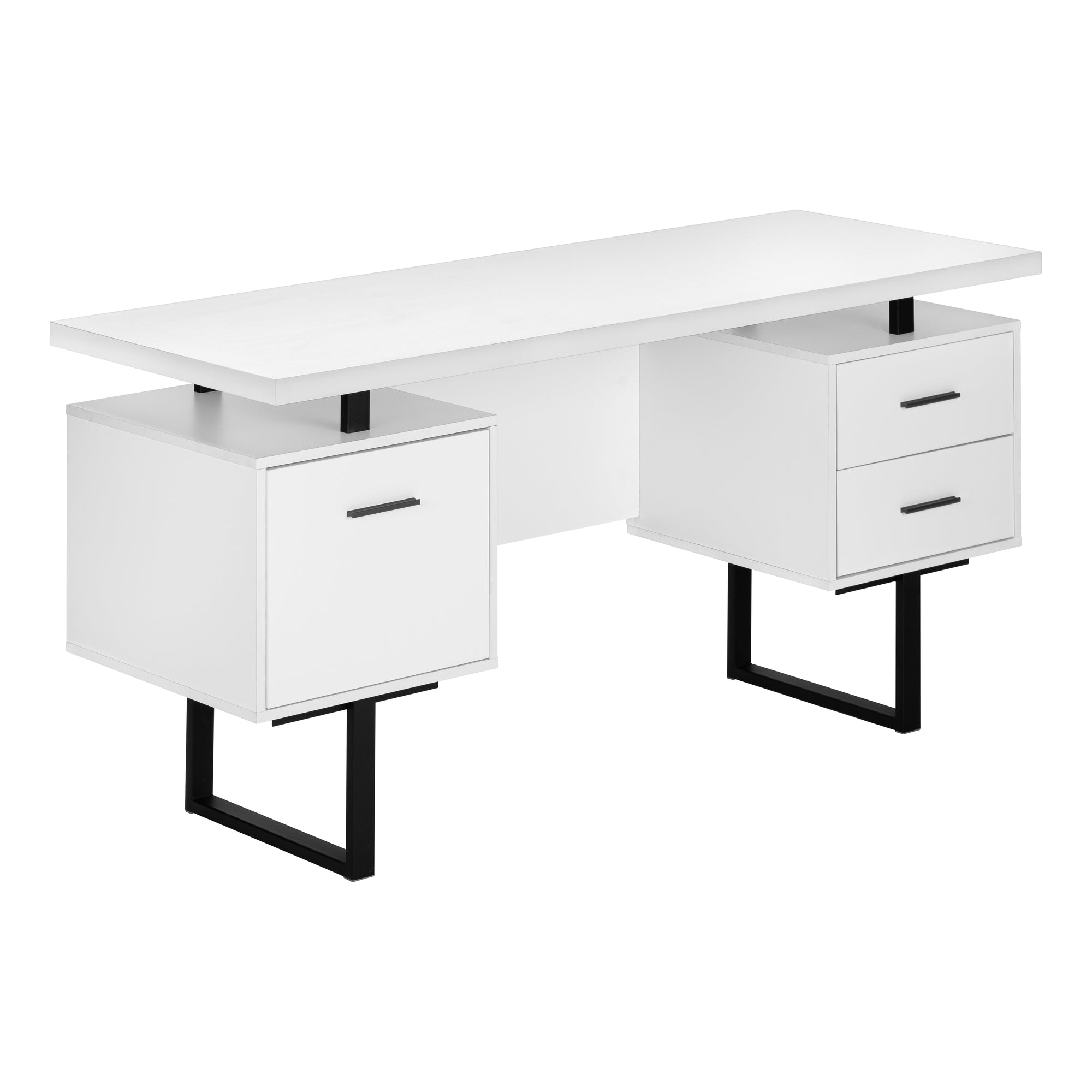 BUREAU D'ORDINATEUR - 60"L / ESPRESSO / MÉTAL ARGENTÉ