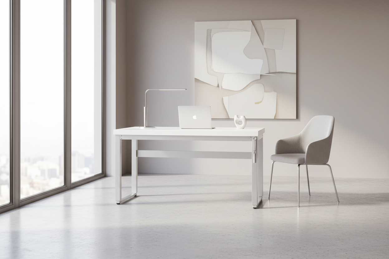 BUREAU D'ORDINATEUR - 48" L / NOYER / HAUTEUR RÉGLABLE / MÉTAL NOIR