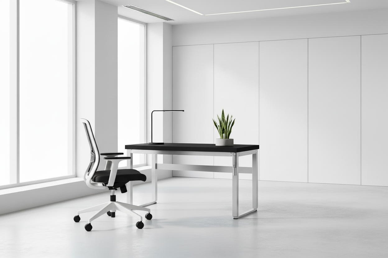 BUREAU D'ORDINATEUR - 48" L / NOYER / HAUTEUR RÉGLABLE / MÉTAL NOIR