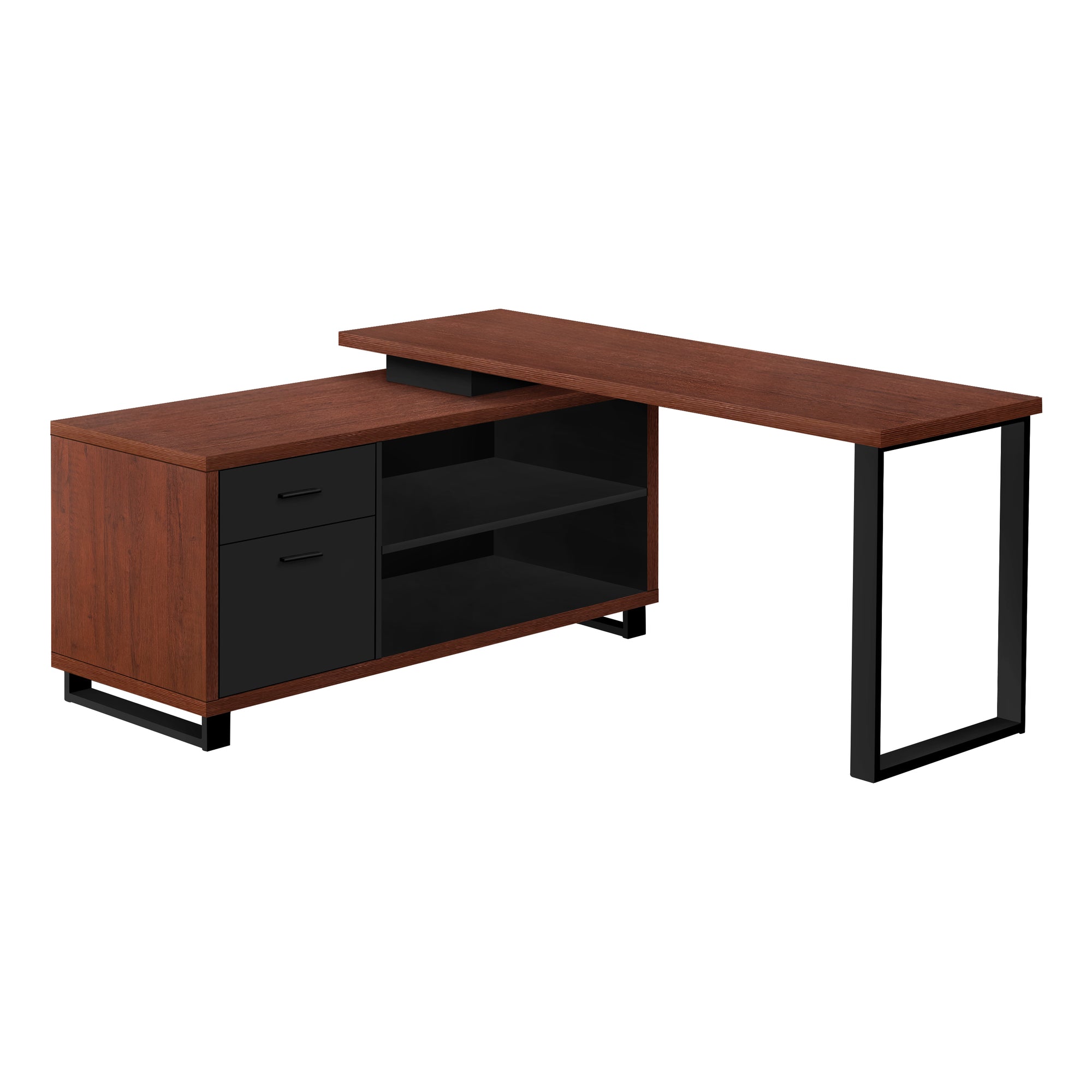 BUREAU D'ORDINATEUR - 72"L ESPRESSO / NOIR D'ANGLE EXÉCUTIF