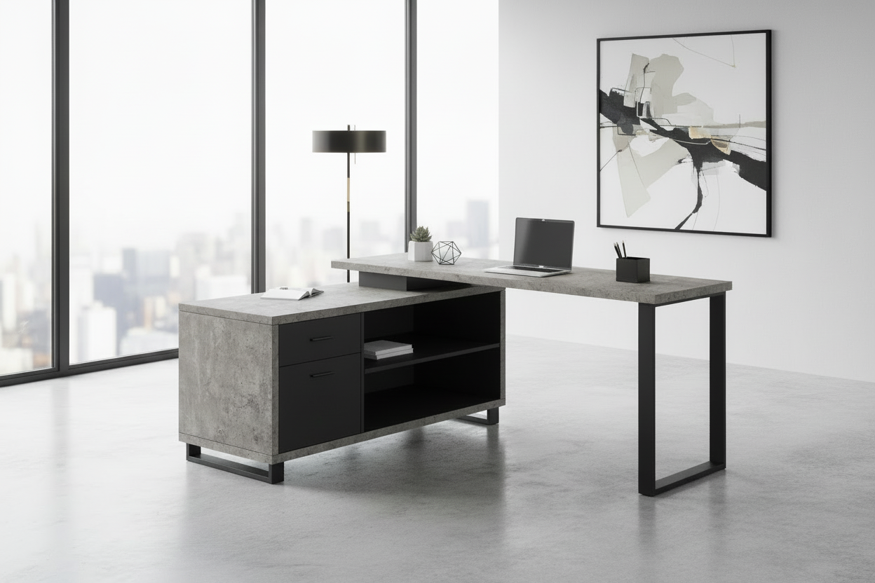 BUREAU D'ORDINATEUR - 72"L ESPRESSO / NOIR D'ANGLE EXÉCUTIF