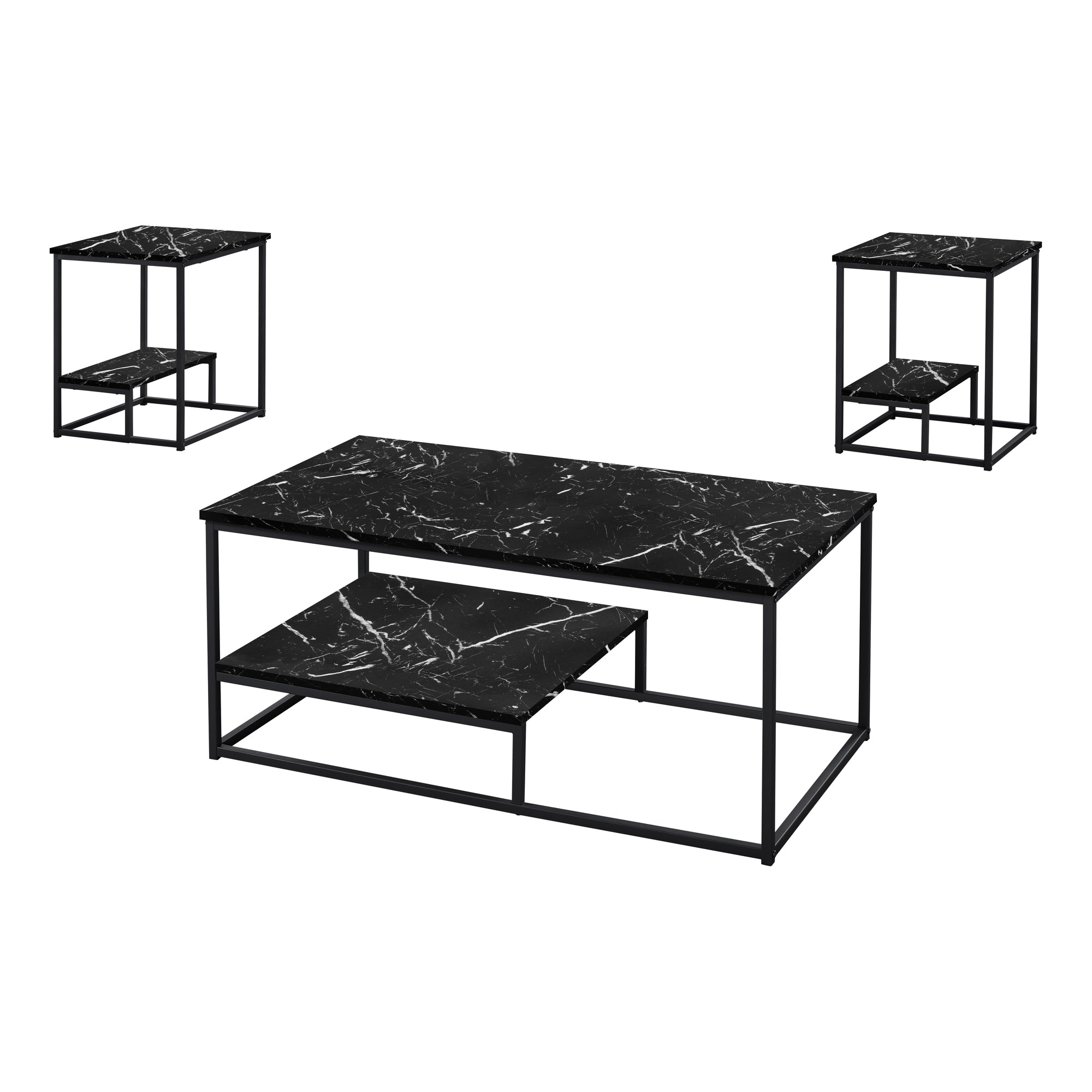 TABLE SET - 3PCS SET / DARK TAUPE / BLACK METAL