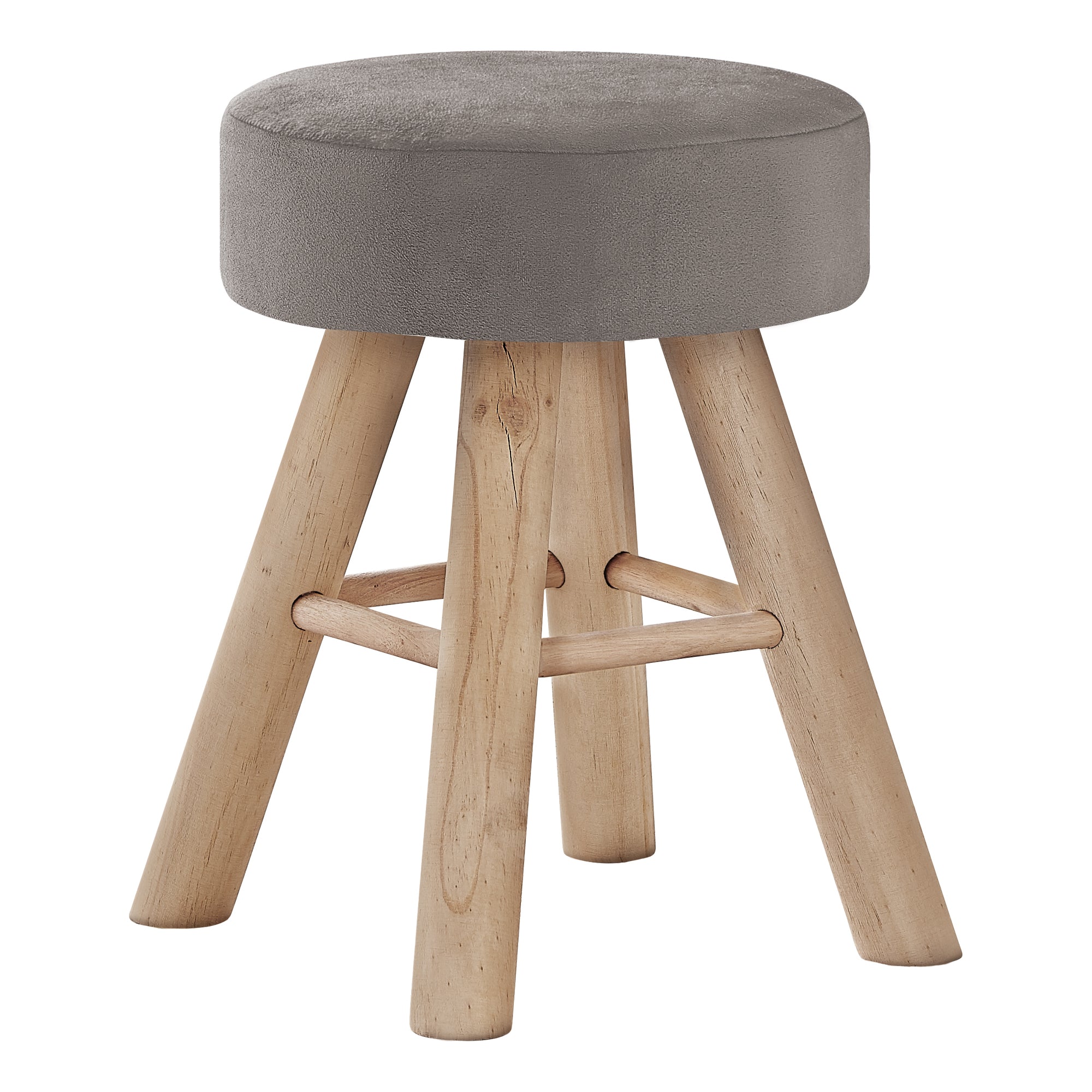OTTOMAN - GREY KNIT / NATURAL WOOD LEGS