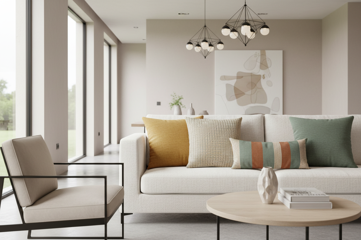 PILLOW - 18"X 18" / LIGHT / DARK TAUPE ABSTRACT DOT / 1PC