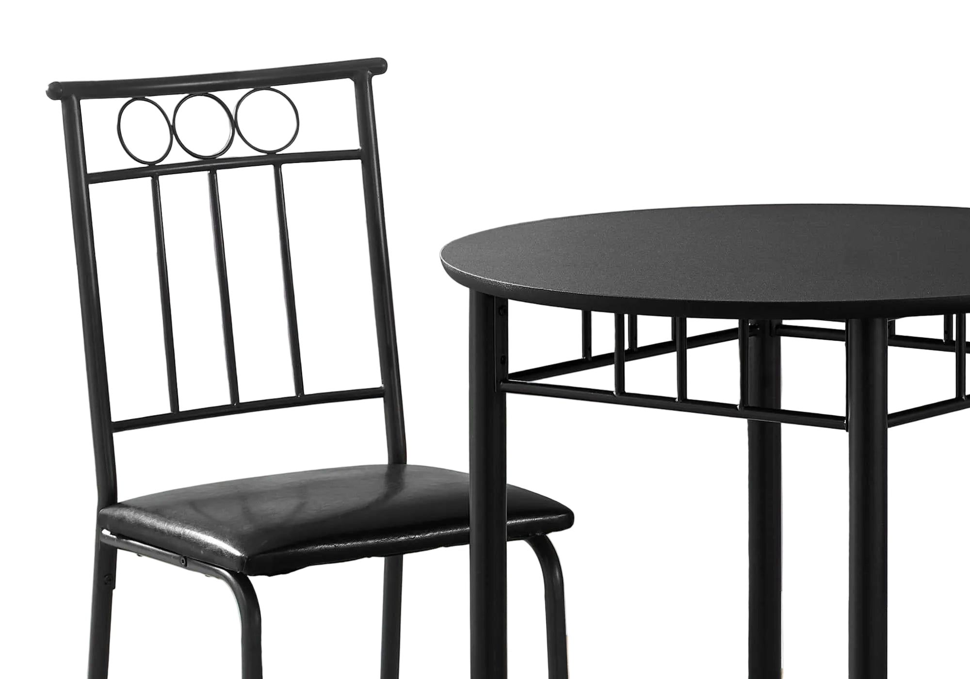 DINING SET - 3PCS SET / BLACK METAL AND TOP