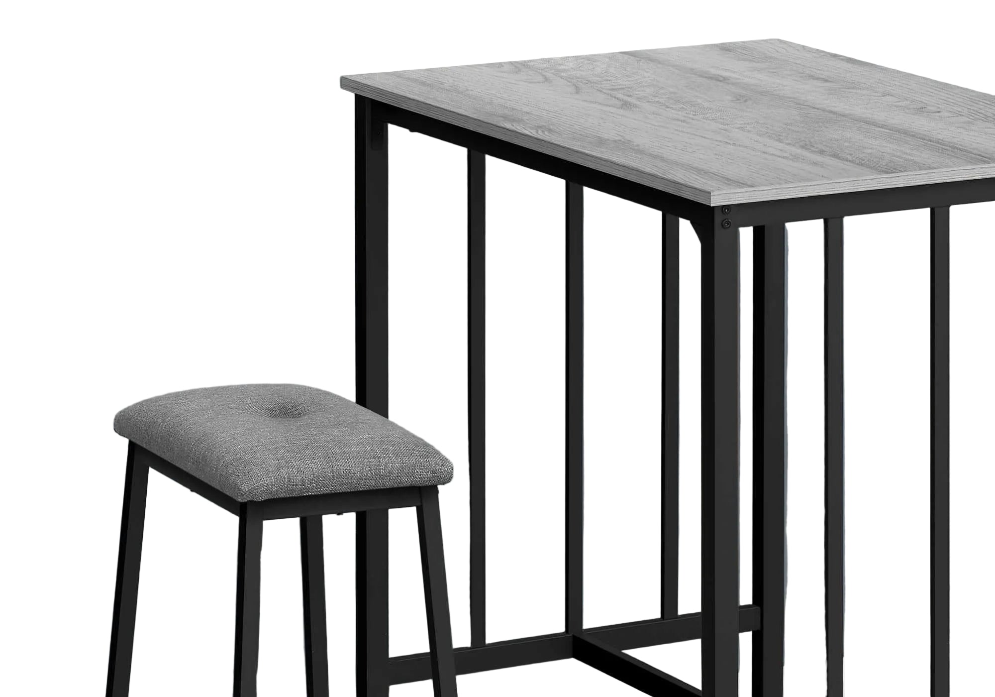 DINING SET - 3PCS COUNTER HEIGHT / GREY TOP / BLACK METAL