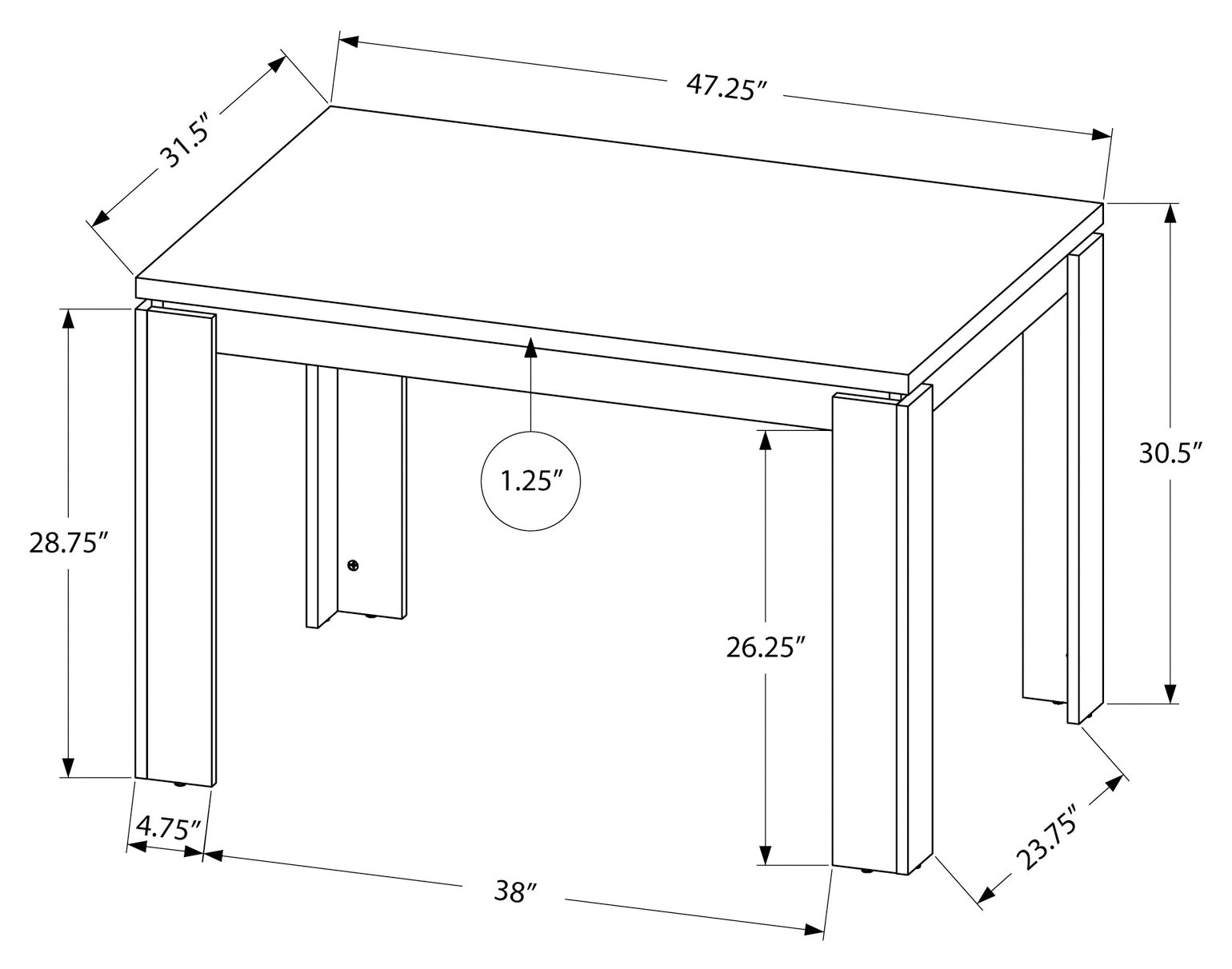 DINING TABLE - 32"X 48" / GREY RECLAIMED WOOD-LOOK