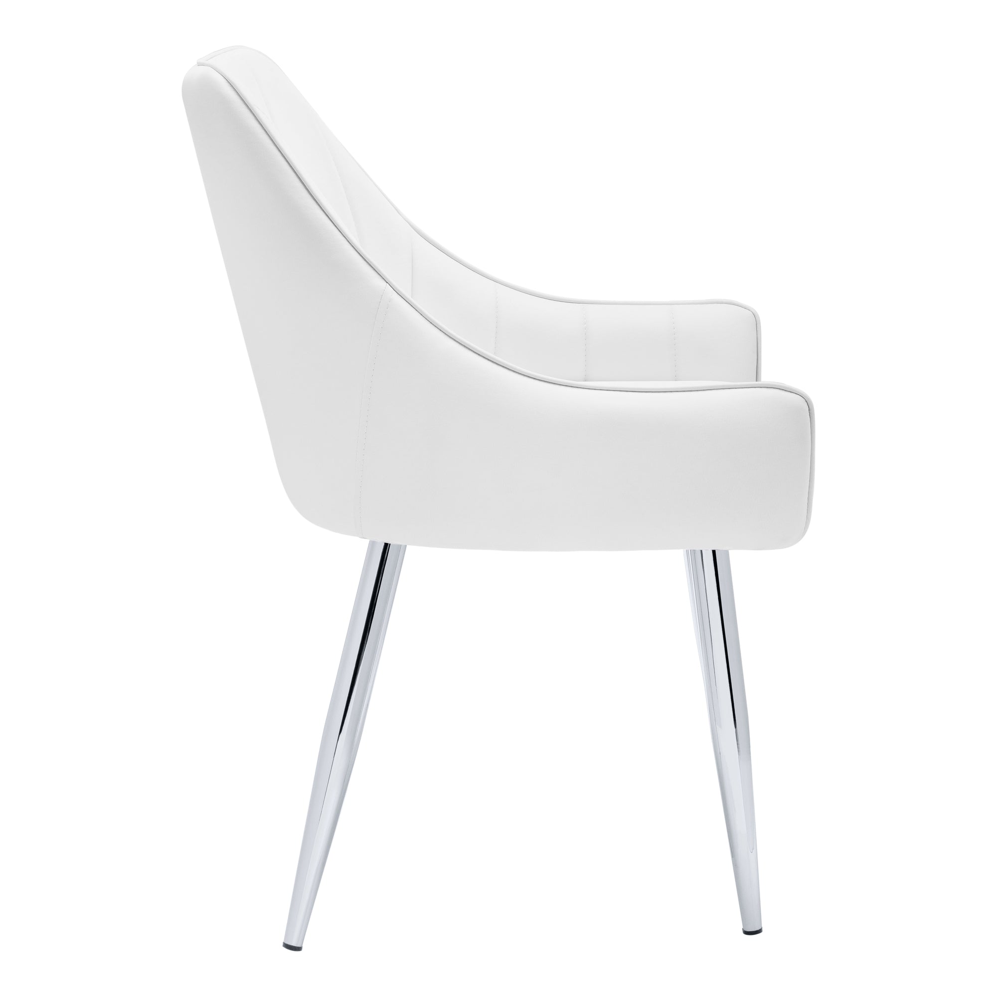 DINING CHAIR - 2PCS / 33"H / WHITE LEATHER-LOOK / CHROME