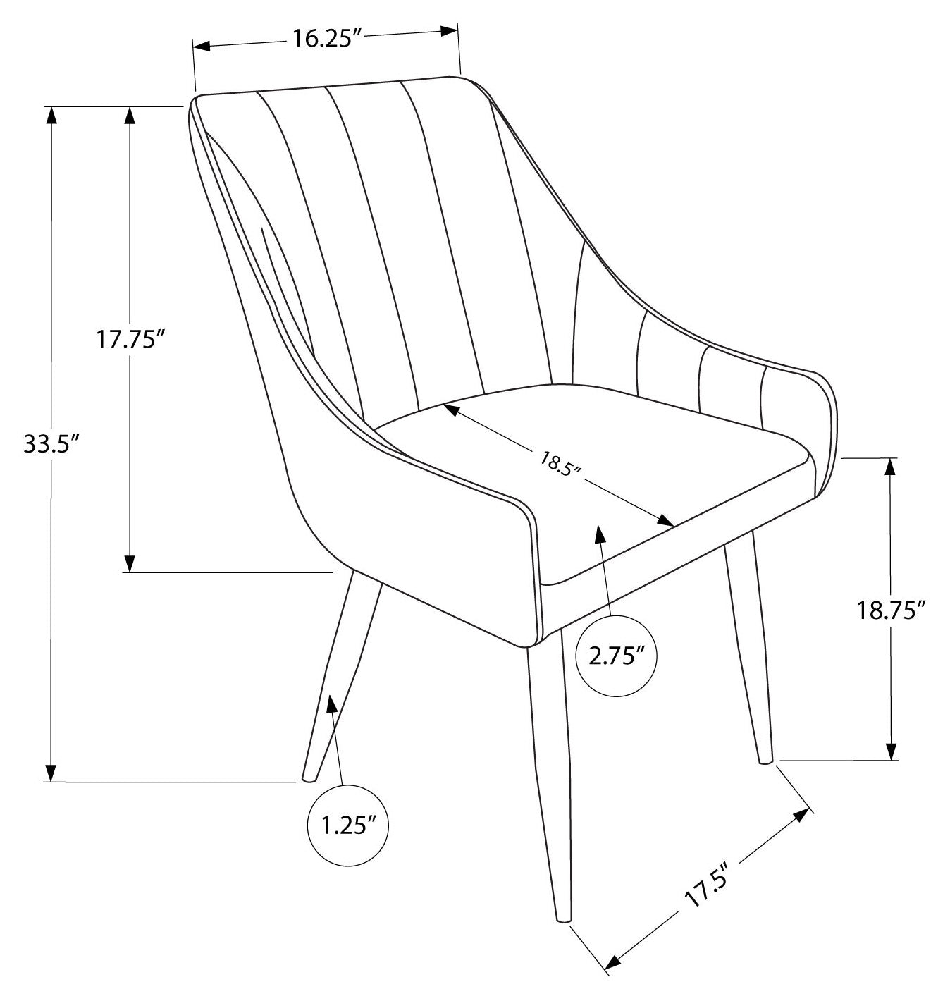 DINING CHAIR - 2PCS / 33"H / WHITE LEATHER-LOOK / CHROME