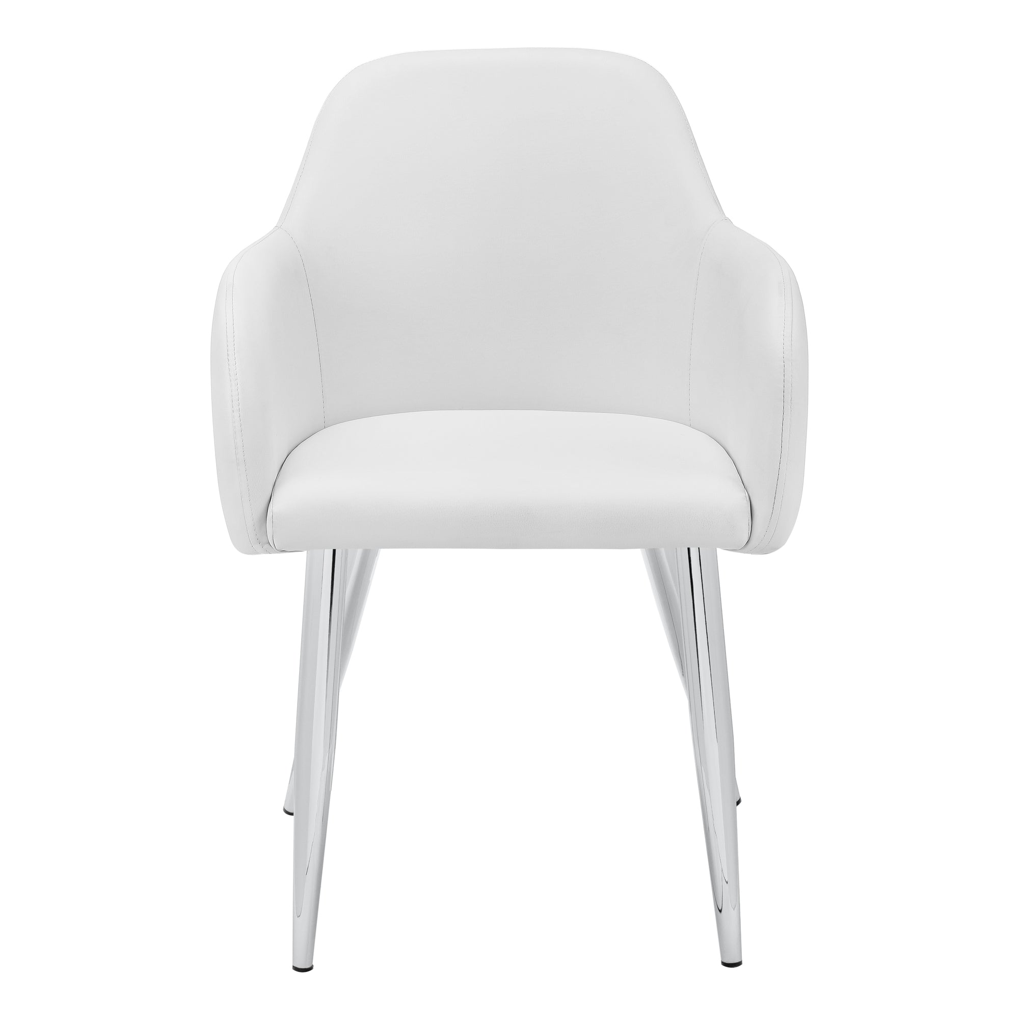 DINING CHAIR - 2PCS / 33"H / WHITE LEATHER-LOOK / CHROME