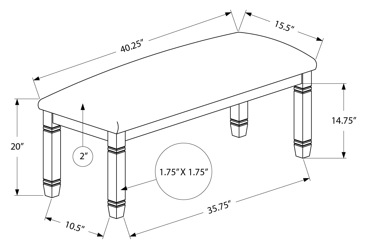 BENCH - 41"L / UPHOLSTERED GREY FABRIC