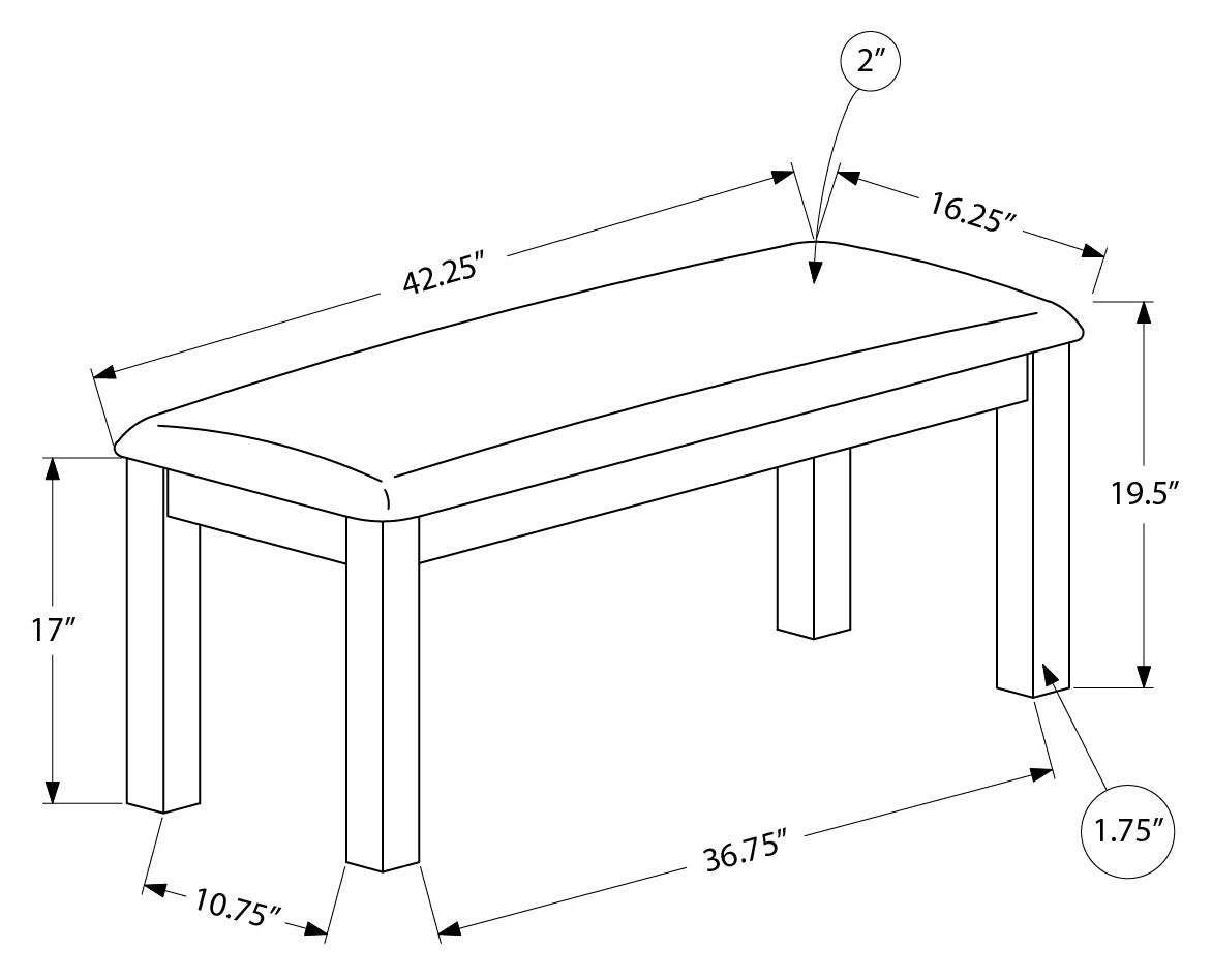 BENCH - 42"L / BROWN WALNUT / BEIGE FABRIC