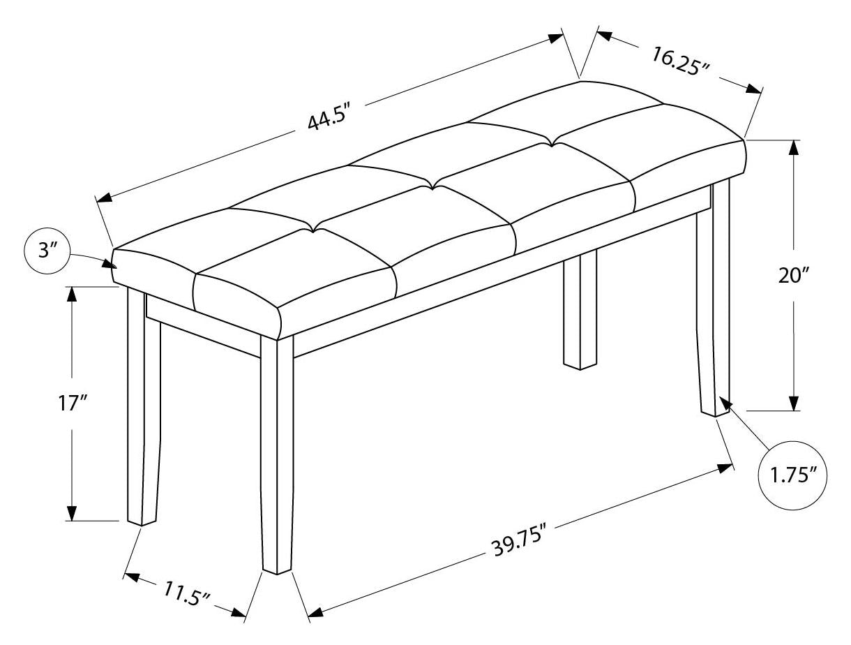 BENCH - 44"L / GREY / CREAM FABRIC SEAT