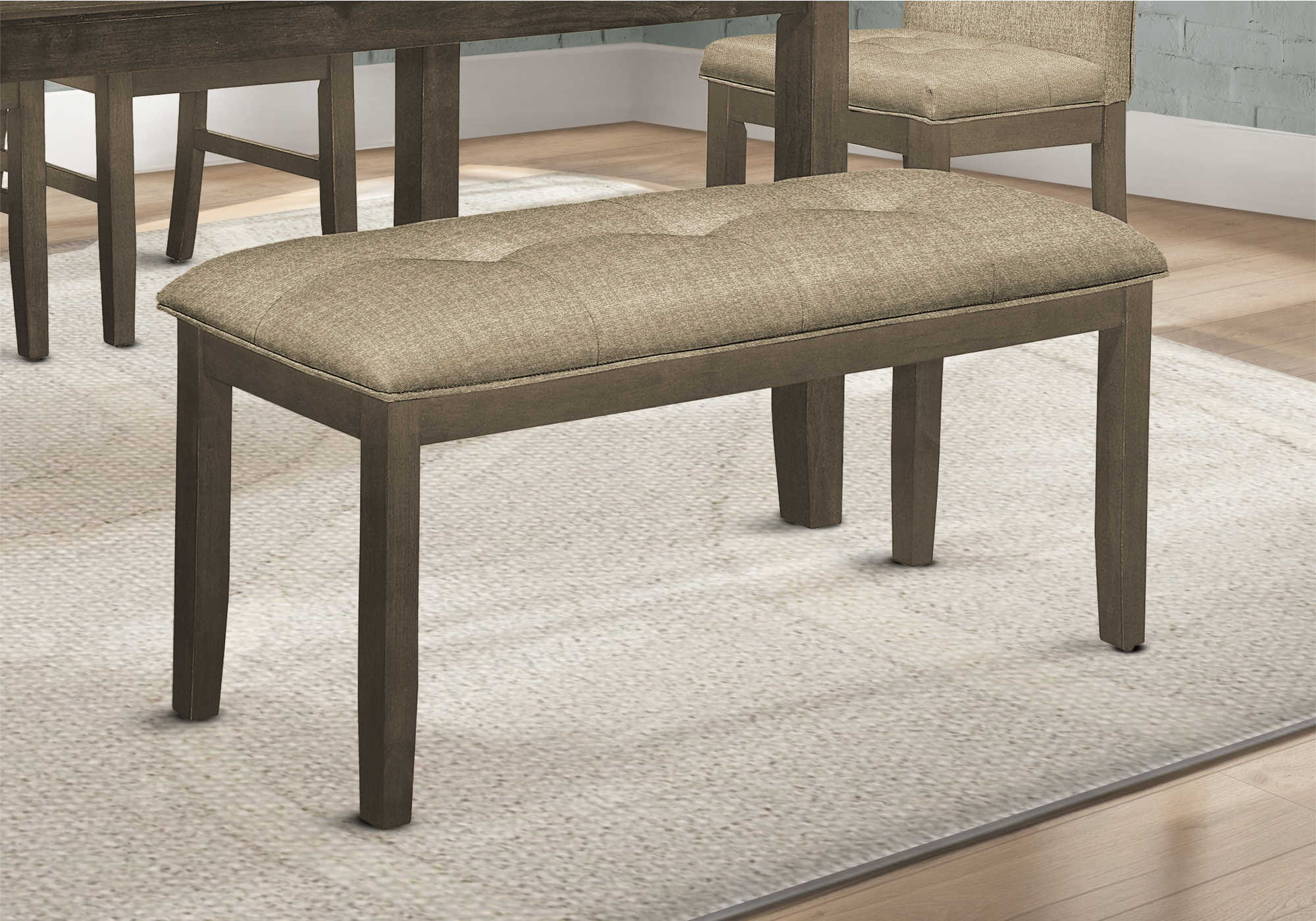 BENCH - 44"L / GREY / CREAM FABRIC SEAT