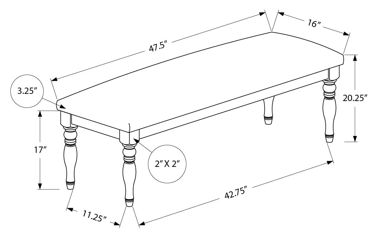 BANC - 48"L / GRIS ANTIQUE / TISSU GRIS 