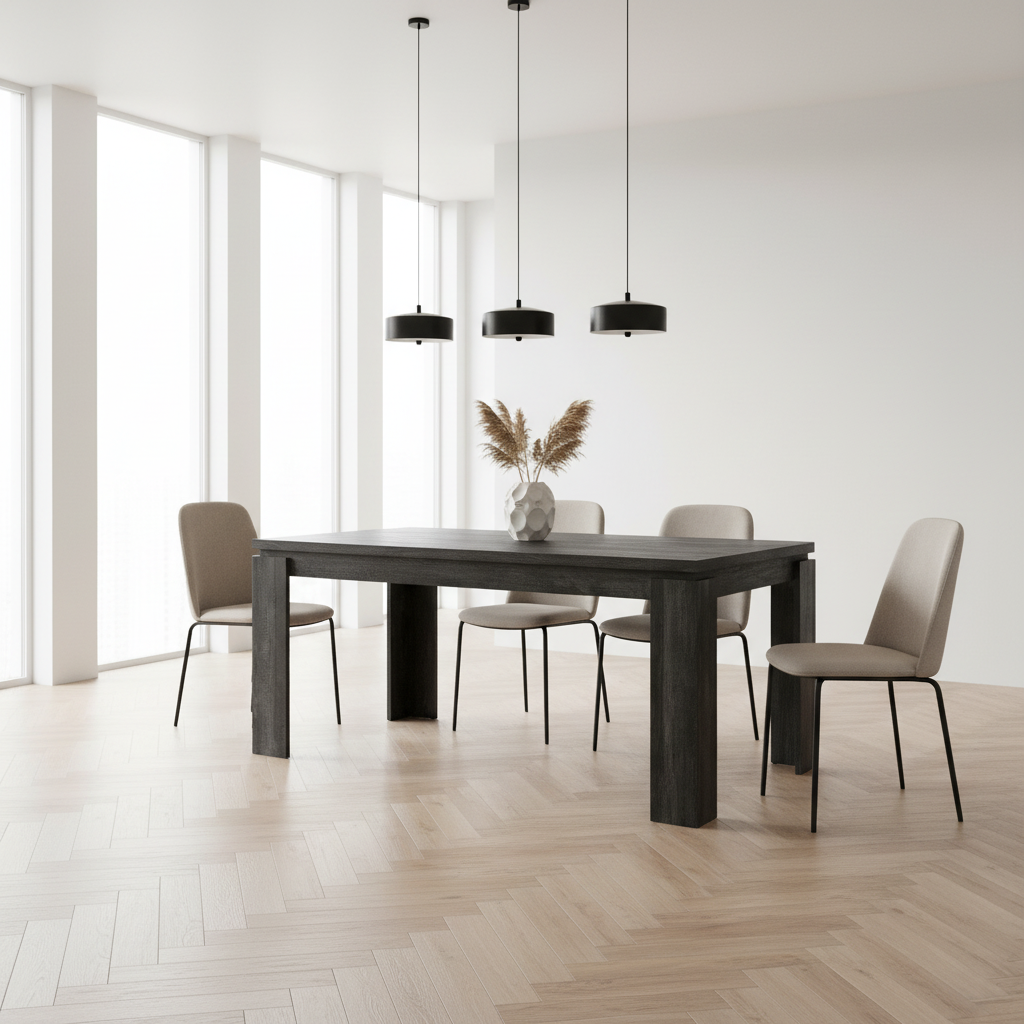 DINING TABLE - 36"X 60" / BLACK RECLAIMED WOOD-LOOK