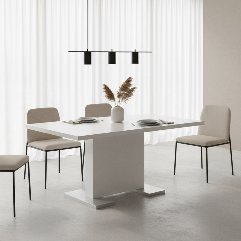DINING TABLE - 35"X 60" / HIGH GLOSSY WHITE