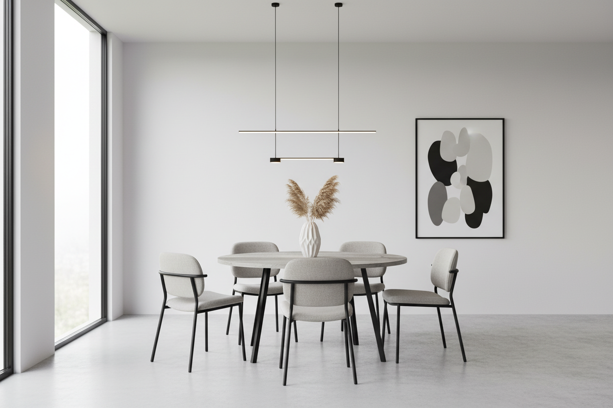 TABLE À MANGER - 48" DE DIAMÈTRE / BOIS RÉCUPÉRÉ GRIS / MÉTAL NOIR