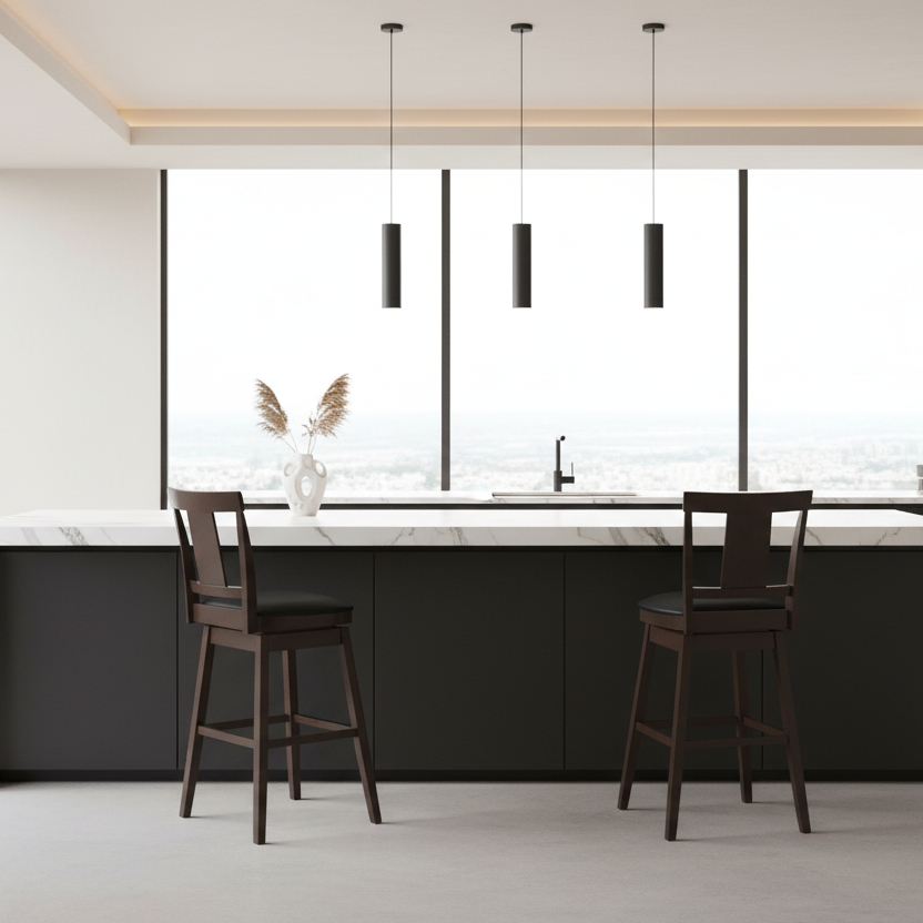 BARSTOOL - 2PCS / 44"H / ESPRESSO / SWIVEL BAR HEIGHT