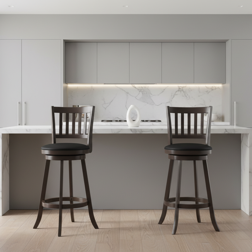 BARSTOOL - 2PCS / 44"H / ESPRESSO / SWIVEL BAR HEIGHT