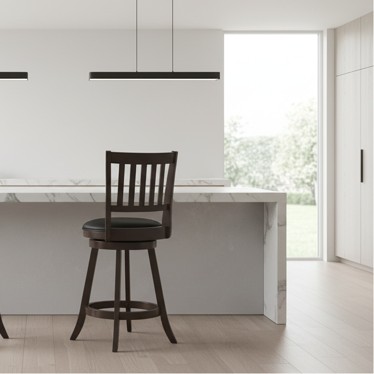 BARSTOOL - 2PCS / 39"H / ESPRESSO / SWIVEL COUNTER HEIGHT