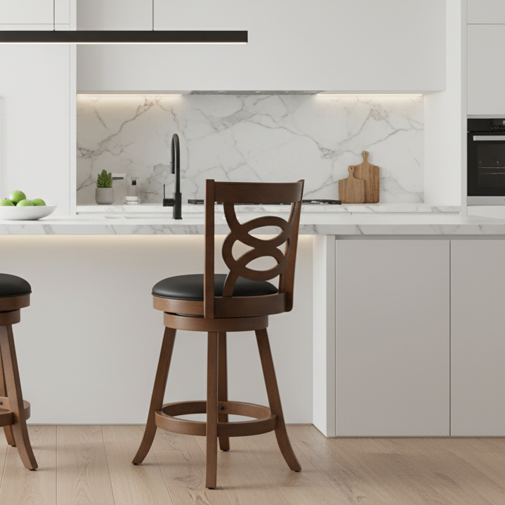 BARSTOOL - 2PCS / 38"H / SWIVEL / OAK COUNTER HEIGHT