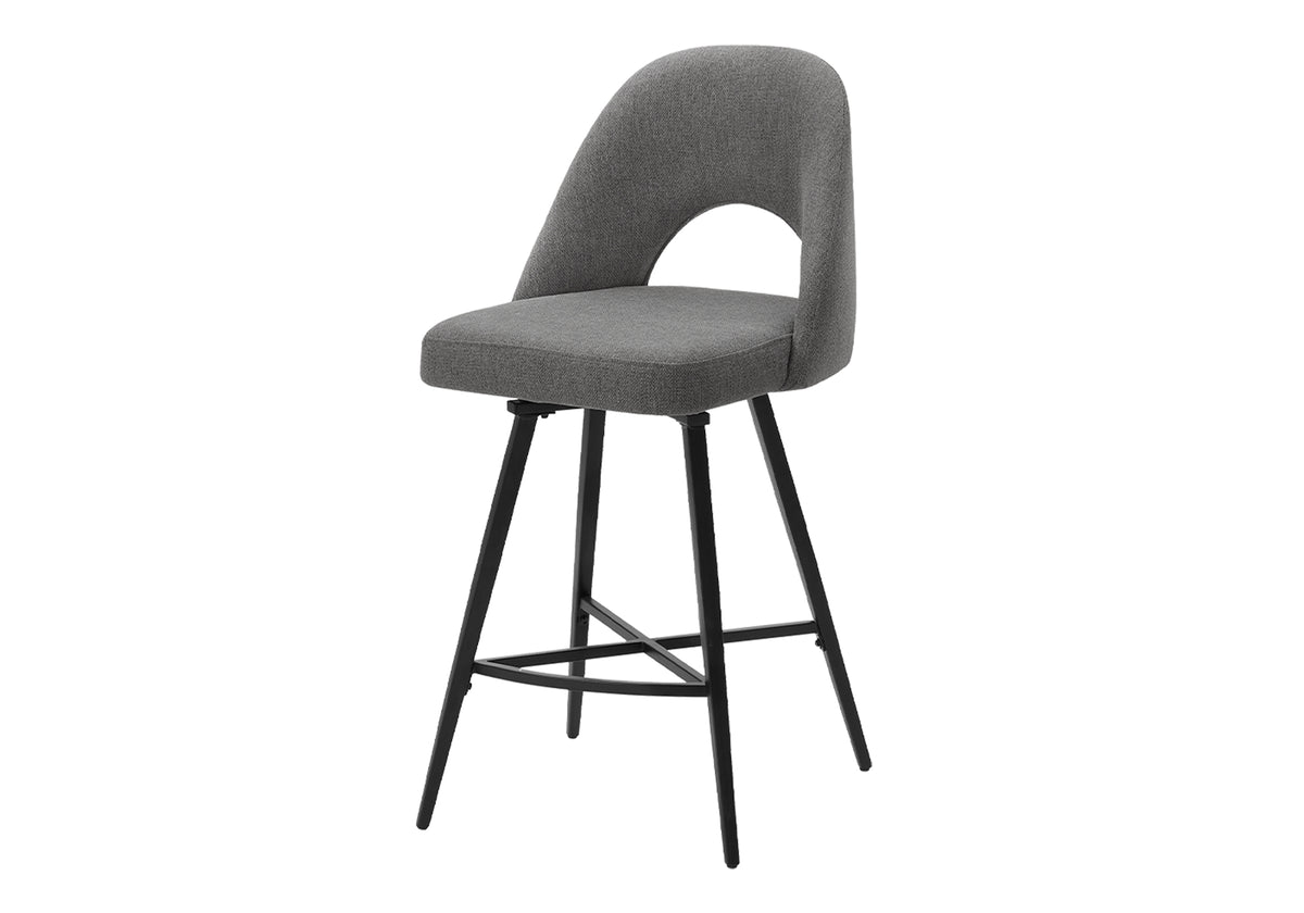 BARSTOOL - 2PCS / 39""H / GREY FABRIC / SWIVEL COUNTER HEIGHT