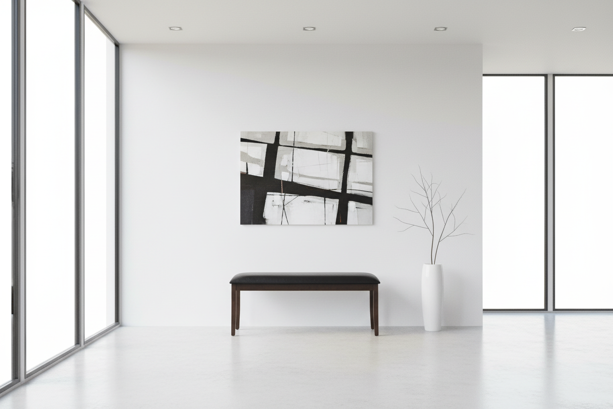 BENCH - 48"L / ESPRESSO / BLACK PU SEAT