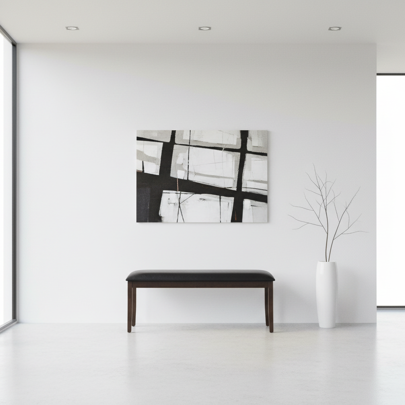 BENCH - 48"L / ESPRESSO / BLACK PU SEAT