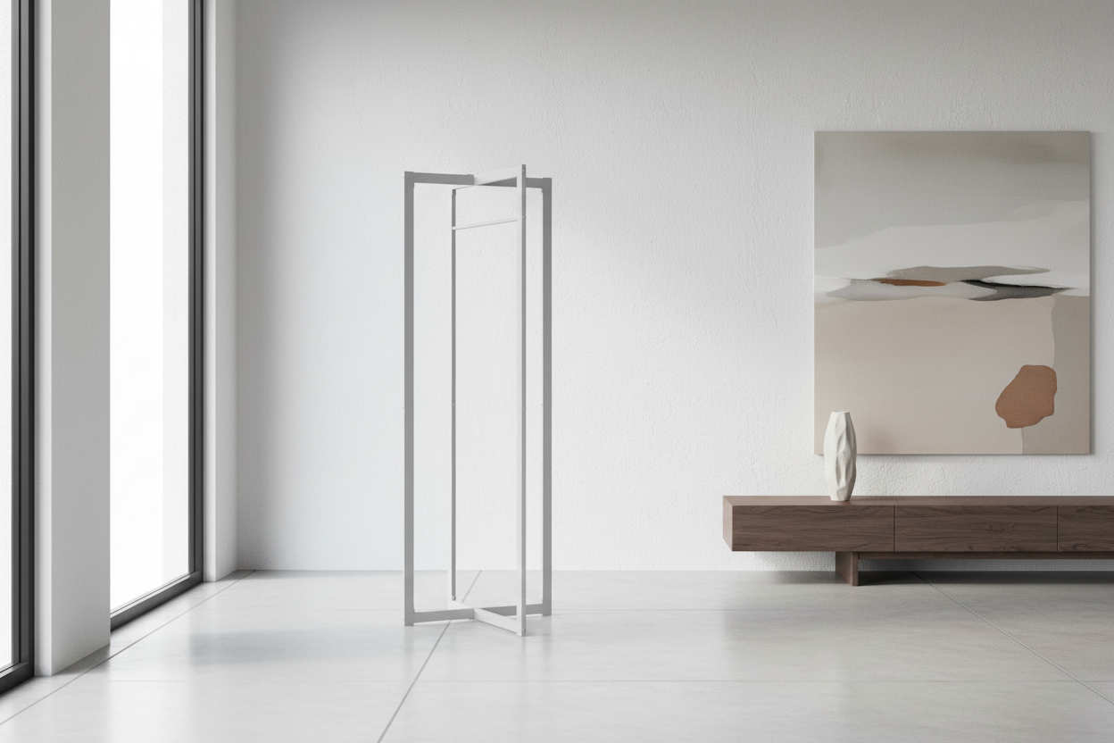 PORTE-MANTEAU - 72"H / MÉTAL BLANC