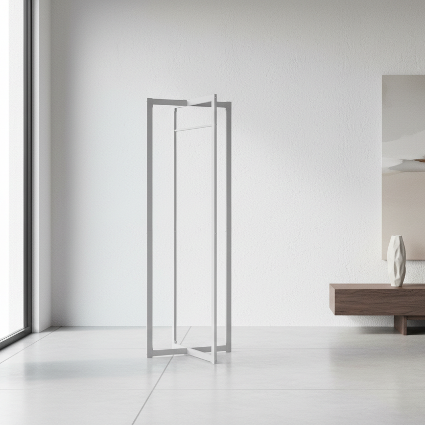 PORTE-MANTEAU - 72"H / MÉTAL BLANC