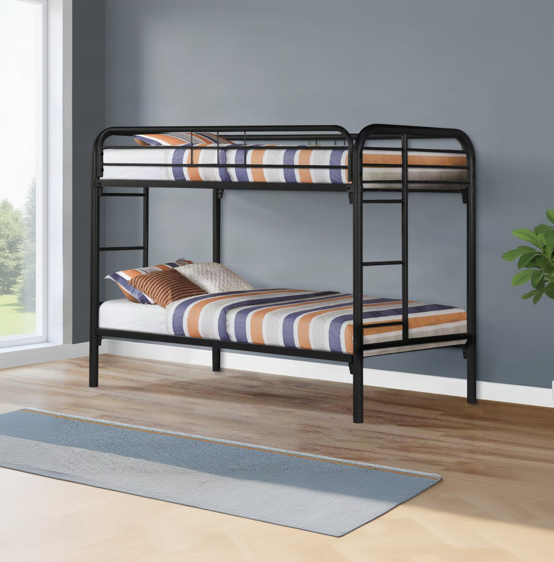 BUNK BED - TWIN / TWIN SIZE / BLACK METAL