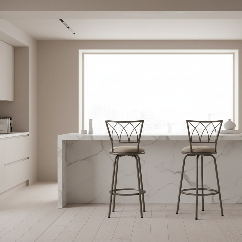 BARSTOOL - 2PCS / 43"H / SWIVEL / DARK COFFEE METAL