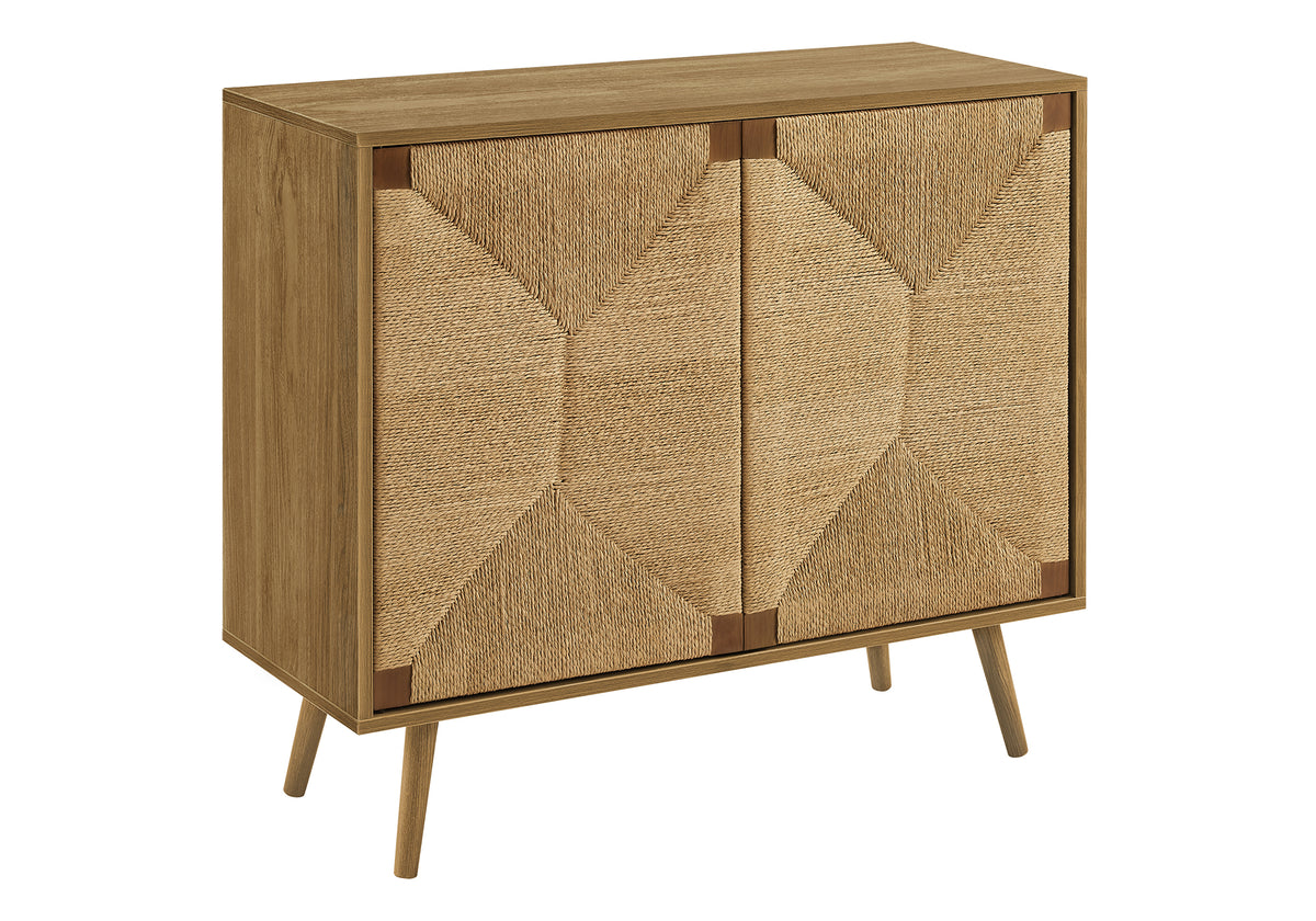 ACCENT CHEST - 32""H / LIGHT WALNUT / SEAGRASS-LOOK / 2 DOORS
