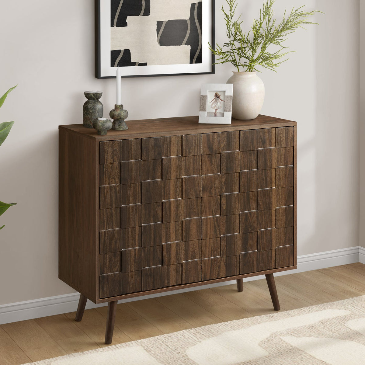 ACCENT CHEST - 32""H / DARK WALNUT WITH 2 DOORS