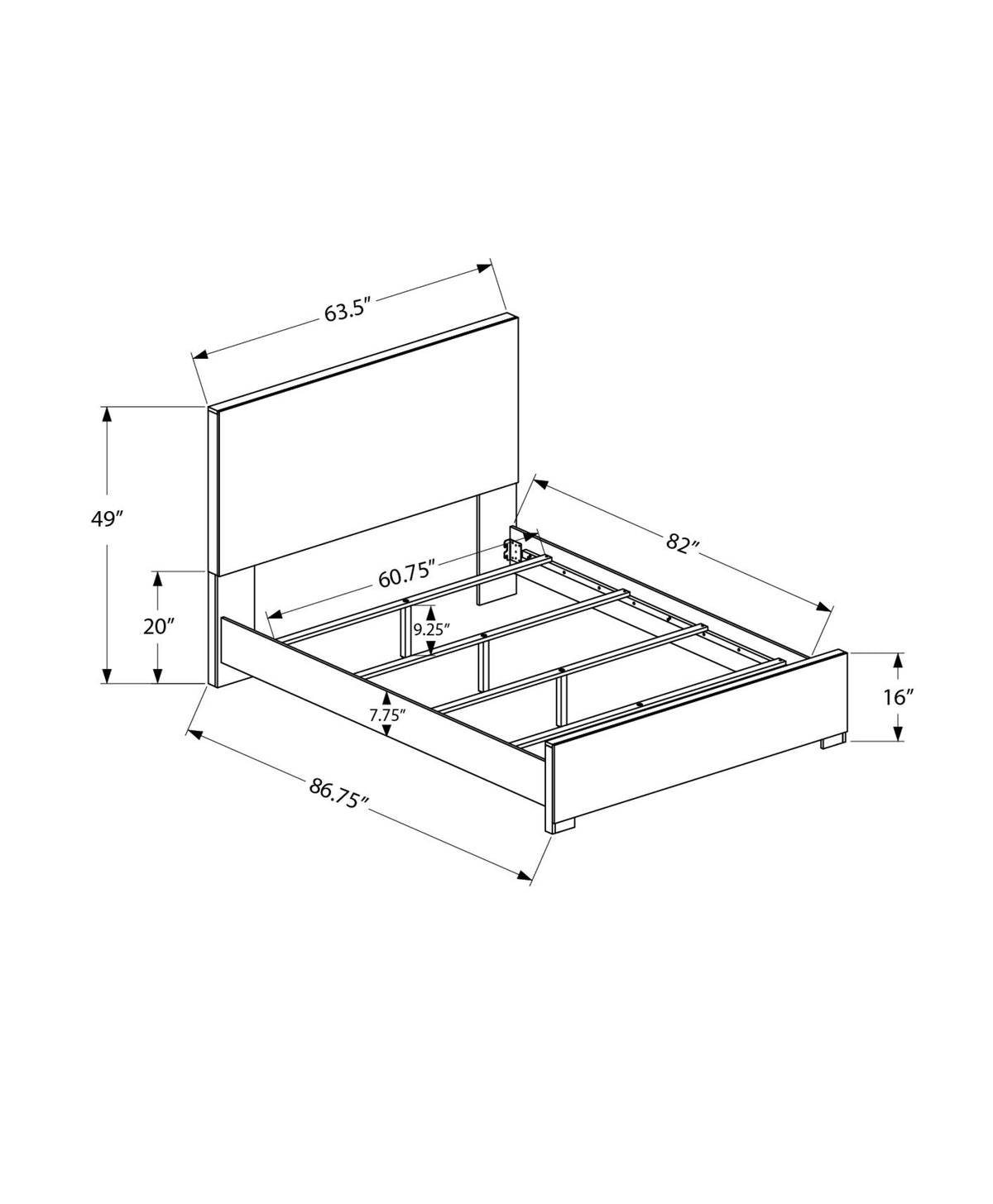 BEDROOM SET - QUEEN SIZE BED / GRAPHITE GREY WOOD FINISH