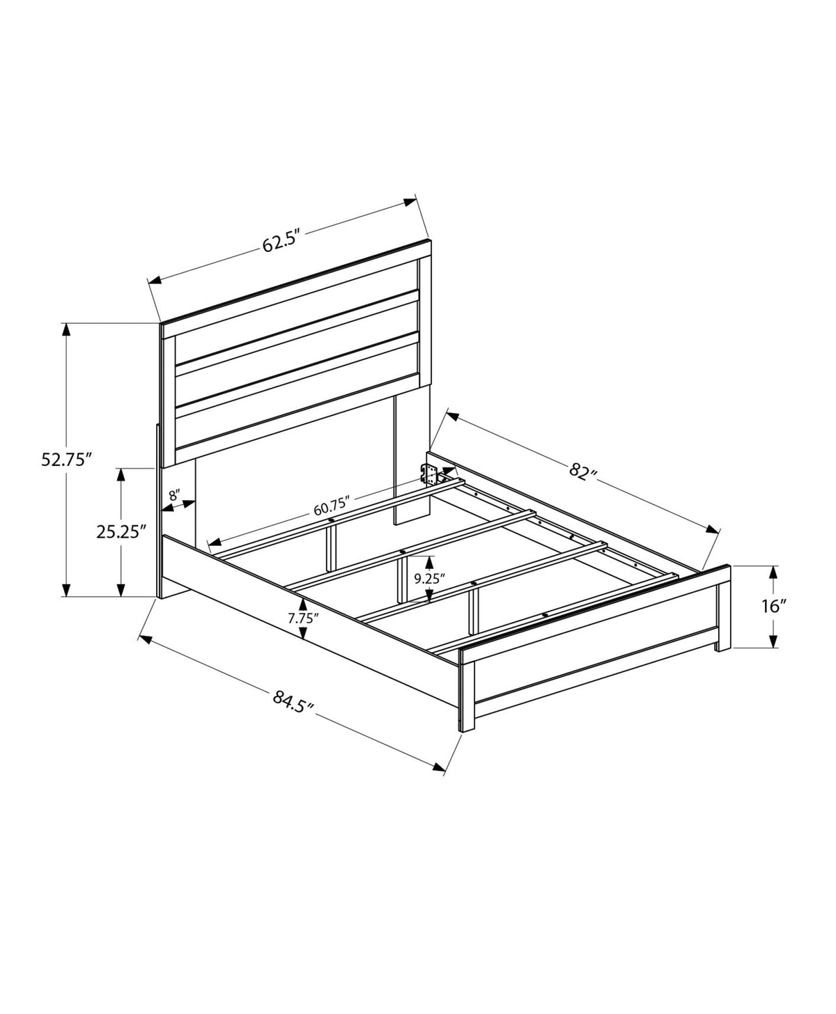 BEDROOM SET - QUEEN SIZE BED / GREY RECLAIMED