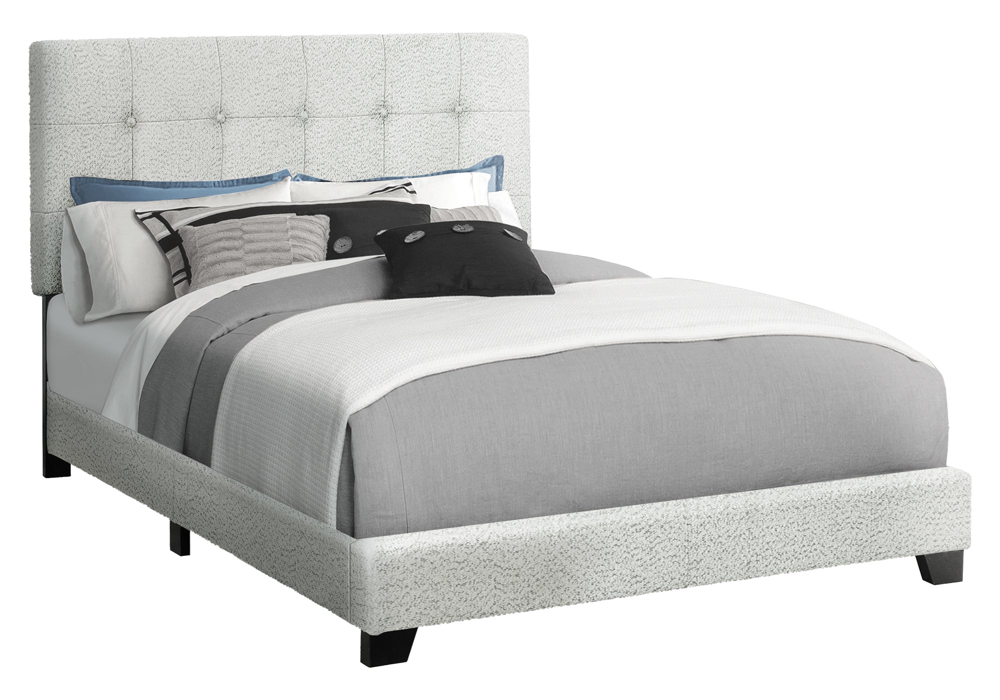 BOUCLE FABRIC UPHOLSTERED FULL SIZE BED FRAME