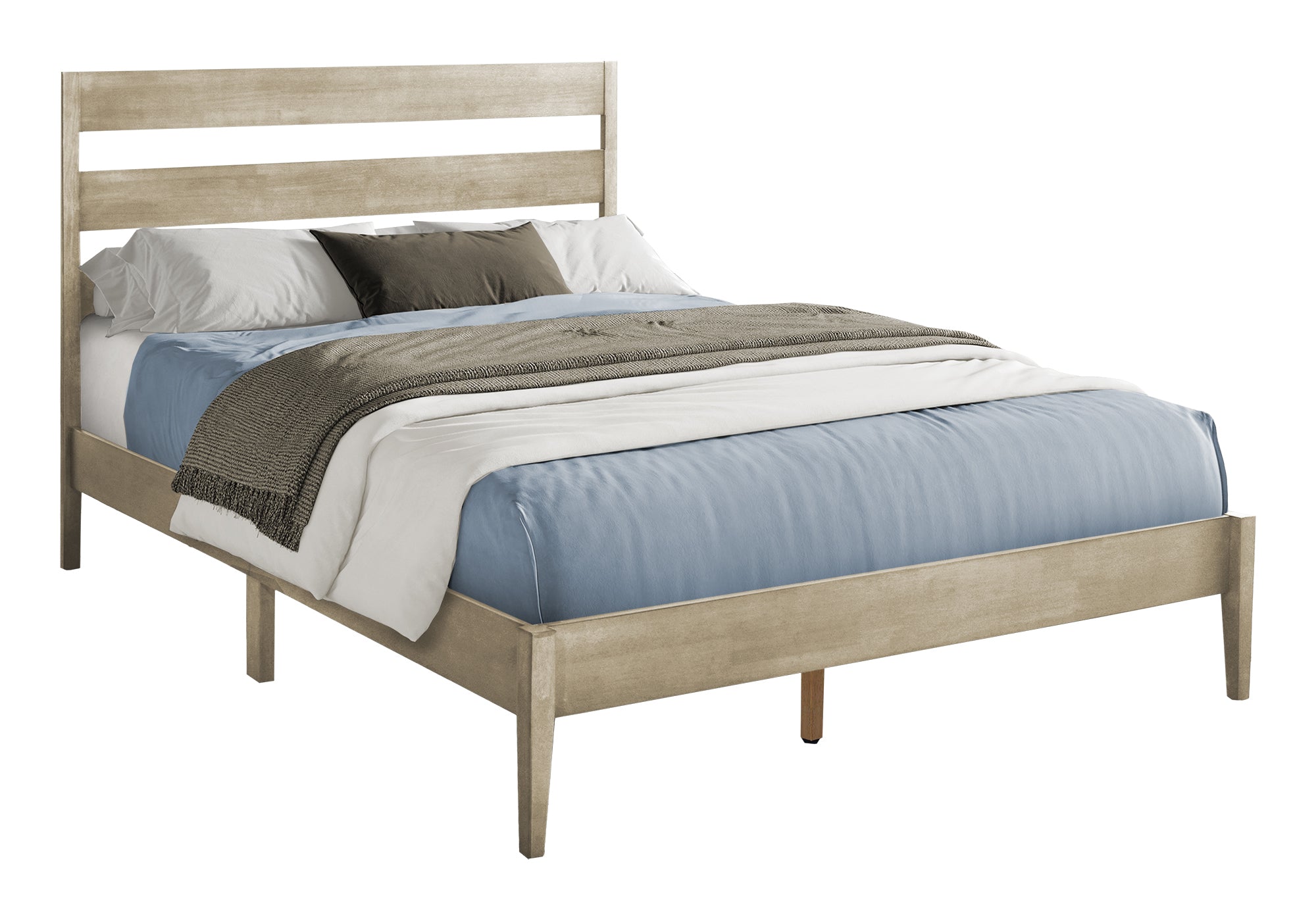 LIT - QUEEN SIZE / PLATEFORME EN BOIS MASSIF GRIS 