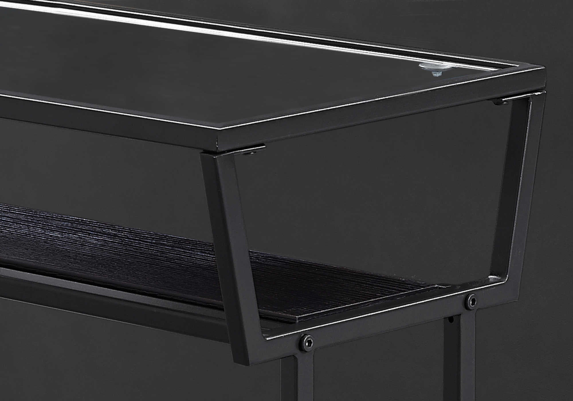 ACCENT TABLE - 22"H / ESPRESSO / BLACK / TEMPERED GLASS