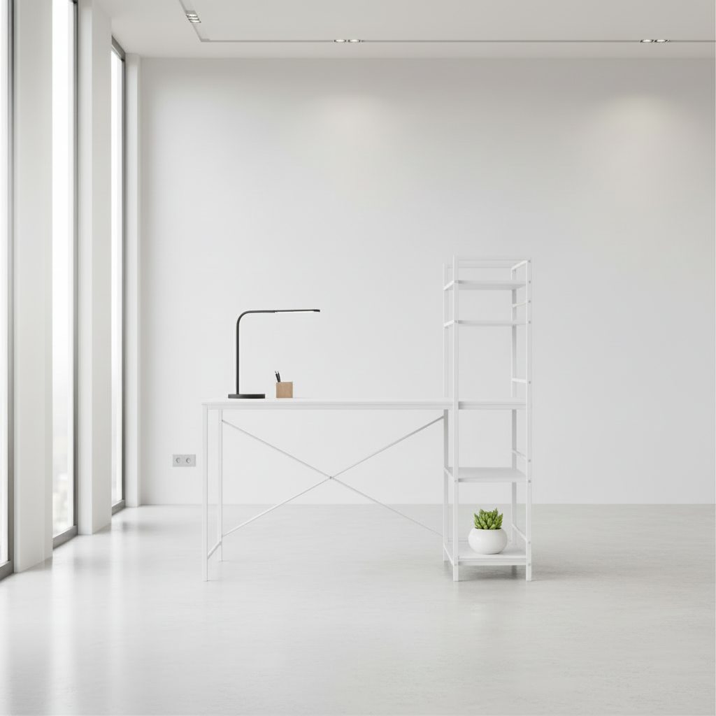 COMPUTER DESK - 48"L / WHITE TOP / WHITE METAL