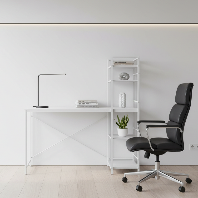 COMPUTER DESK - 48"L / WHITE TOP / WHITE METAL
