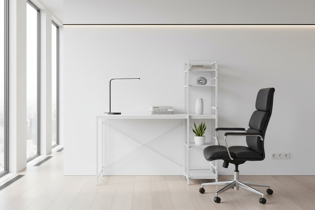 COMPUTER DESK - 48"L / WHITE TOP / WHITE METAL
