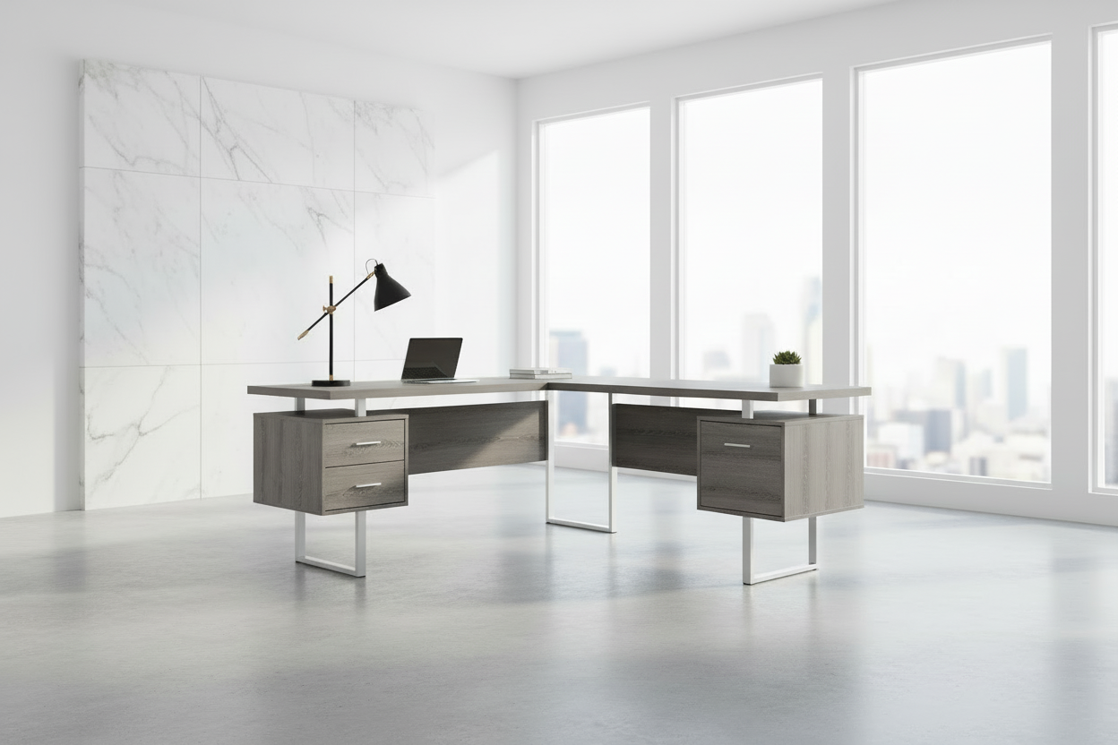COMPUTER DESK - 70"L / DARK TAUPE LEFT OR RIGHT FACING