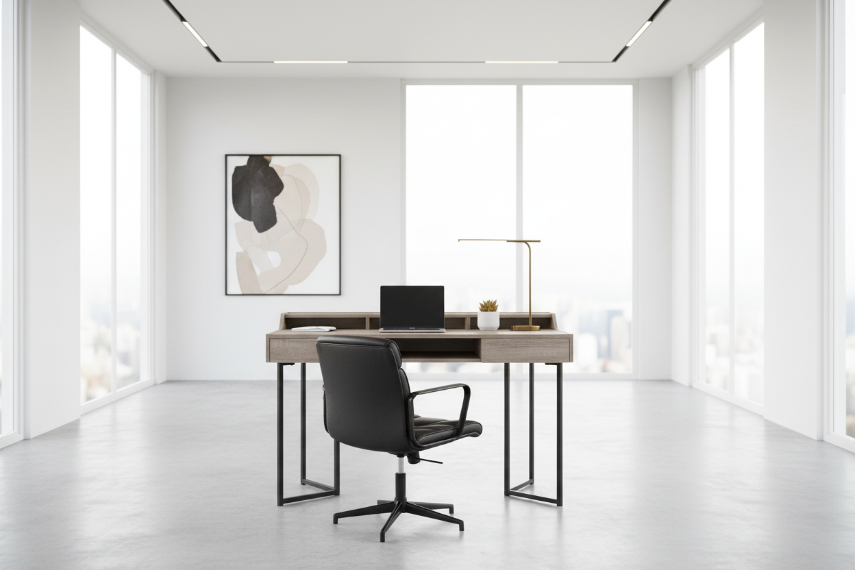 COMPUTER DESK - 48"L / DARK TAUPE / BLACK METAL