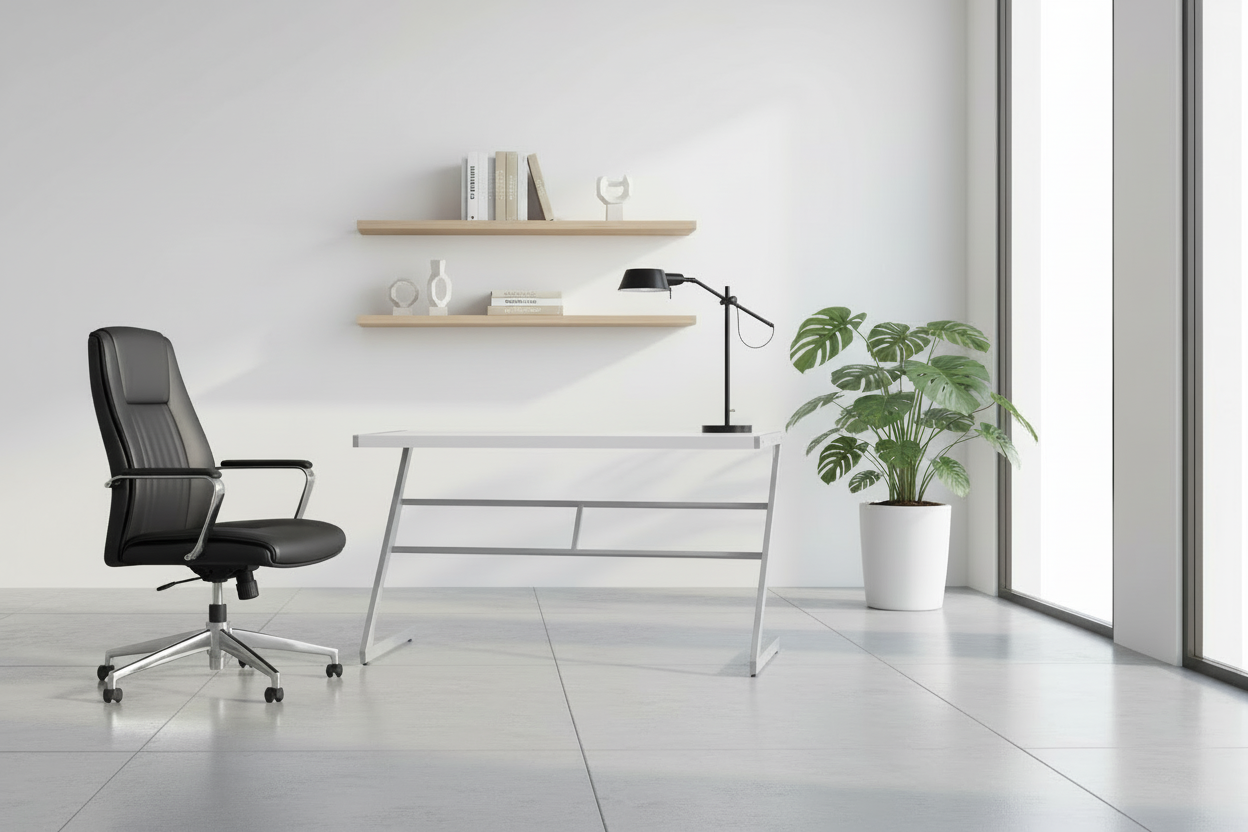 COMPUTER DESK - 48"L / WHITE / SILVER METAL