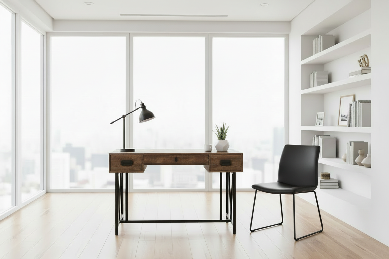 COMPUTER DESK - 48"L / BROWN RECLAIMED WOOD / BLACK METAL
