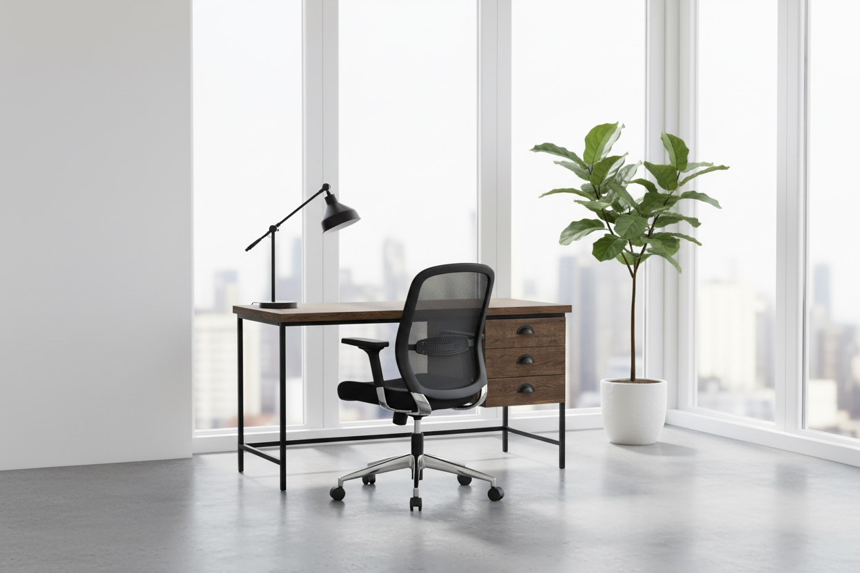 COMPUTER DESK - 55"L / BROWN RECLAIMED WOOD / BLACK METAL