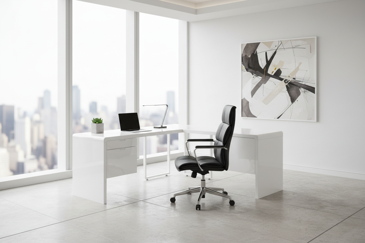 BUREAU D'ORDINATEUR - 72" L / BLANC BRILLANT FACE GAUCHE/DROITE